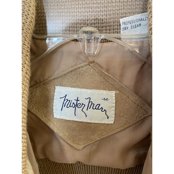 Vintage 1970's Mister Marr Leather and Knit Sweater Jacket Brown Tan Large - Picture 6 of 10